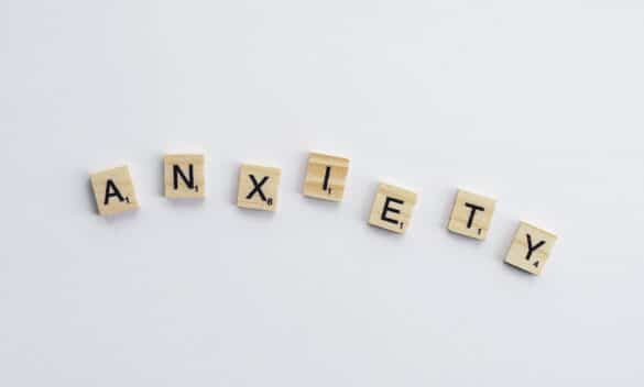the word anxiety spelled out on small wooden blocks